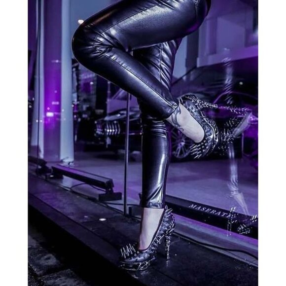 Hades ZETTA Spiked Black Pump Metallic Spinal 5" Heel 6-7-8-9-10-11 M/B Width - Picture 13 of 15